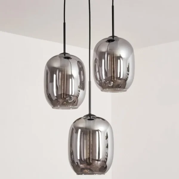 hofstein Suspension Apedo Clair, Fumé, 3 lumières* Lampes Modernes