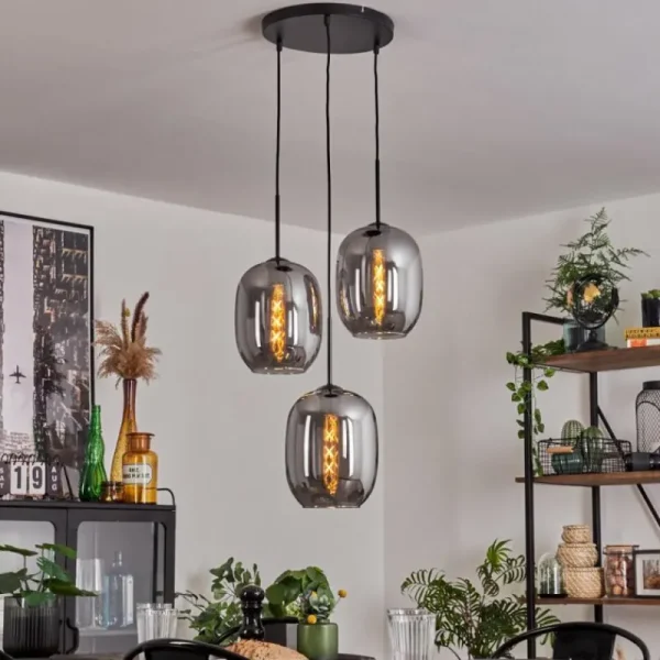 hofstein Suspension Apedo Clair, Fumé, 3 lumières* Lampes Modernes