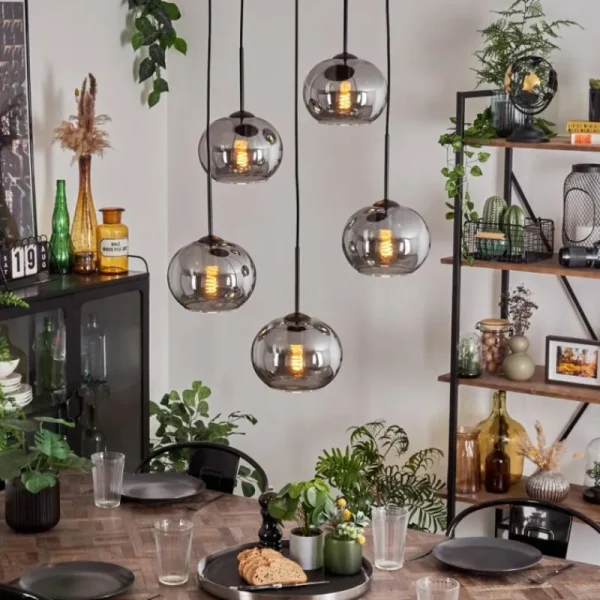 hofstein Suspension Apedo Fumé, 5 lumières* Lampes Modernes