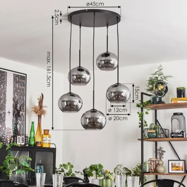 hofstein Suspension Apedo Fumé, 5 lumières* Lampes Modernes