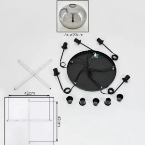hofstein Suspension Apedo Fumé, 5 lumières* Lampes Modernes