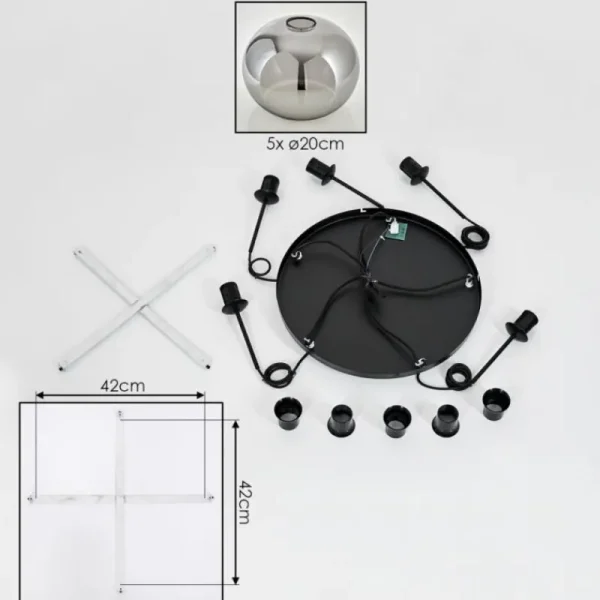 hofstein Suspension Apedo Fumé, 5 lumières* Lampes Modernes