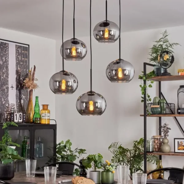 hofstein Suspension Apedo Fumé, 5 lumières* Lampes Modernes
