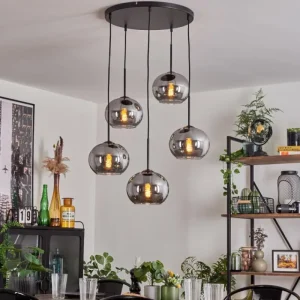hofstein Suspension Apedo Fumé, 5 lumières* Lampes Modernes