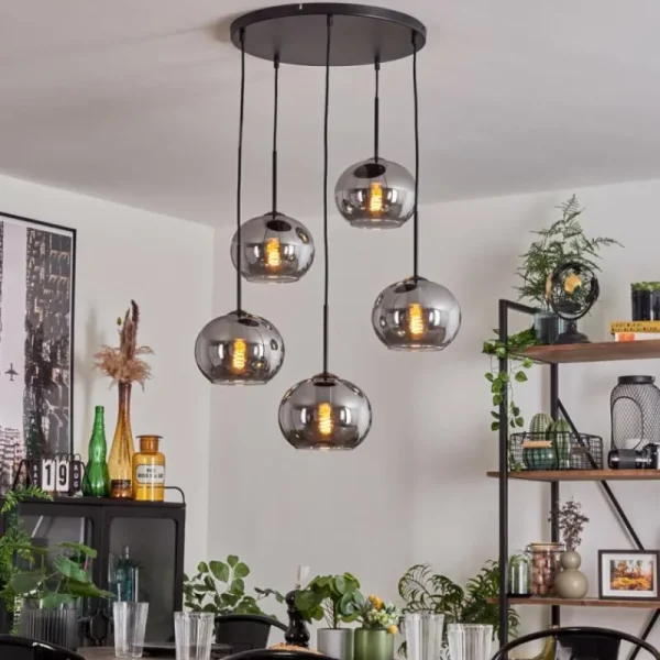 hofstein Suspension Apedo Fumé, 5 lumières* Lampes Modernes