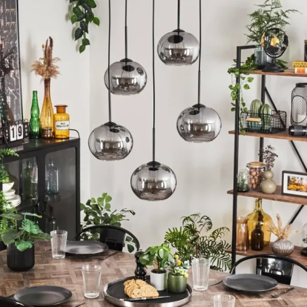 hofstein Suspension Apedo Fumé, 5 lumières* Lampes Modernes