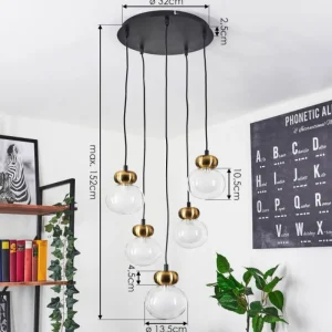 hofstein Suspension Arusi Bronze, Noir, 5 lumières* Lampes En Verre