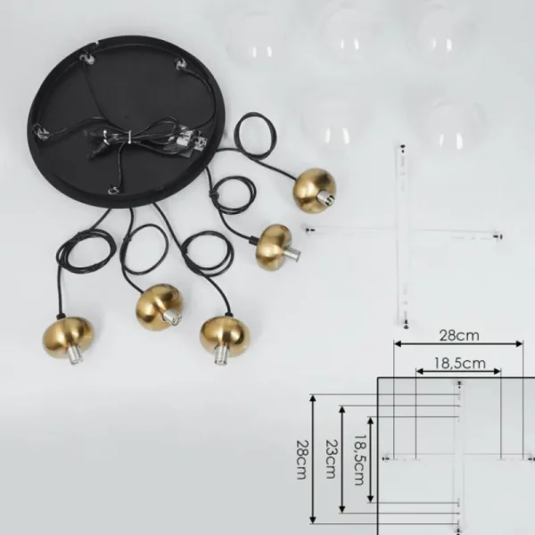 hofstein Suspension Arusi Bronze, Noir, 5 lumières* Lampes En Verre