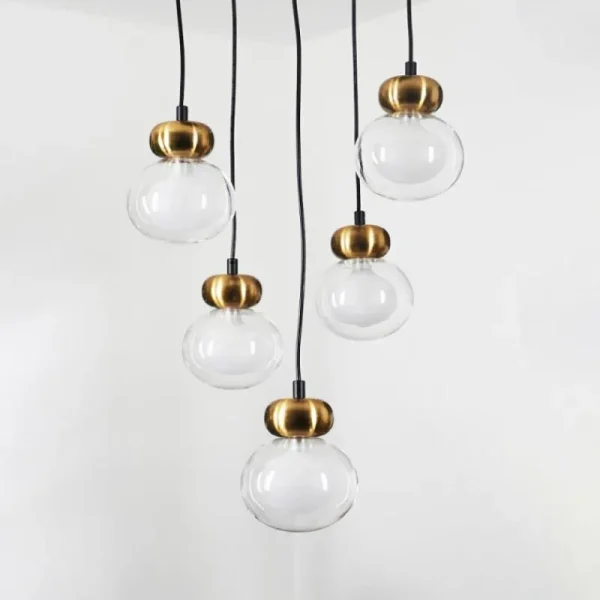 hofstein Suspension Arusi Bronze, Noir, 5 lumières* Lampes En Verre