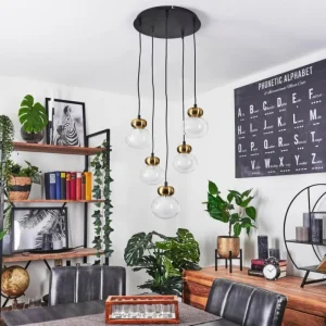 hofstein Suspension Arusi Bronze, Noir, 5 lumières* Lampes En Verre