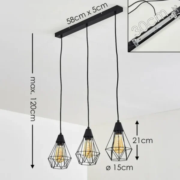 hofstein Suspension Baguio Noir, 3 lumières* Lampes Modernes