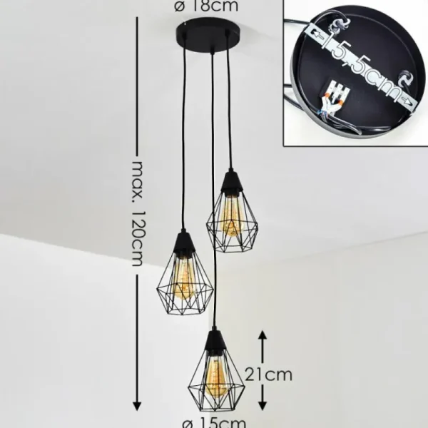 hofstein Suspension Baguio Noir, 3 lumières* Lampes Modernes