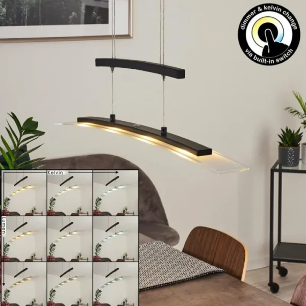 hofstein Suspension Balcairn LED Noir, 4 lumières* Lampes En Verre