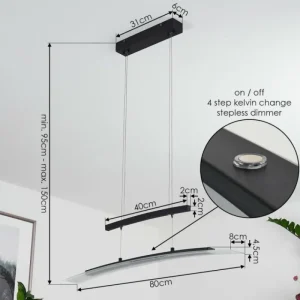 hofstein Suspension Balcairn LED Noir, 4 lumières* Lampes En Verre