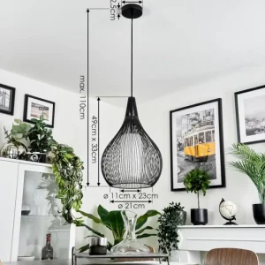 hofstein Suspension Barthoid Noir, 1 lumière* Lampes En Verre