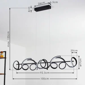 hofstein Suspension Bazuin LED Noir, 4 lumières* Lampes Modernes