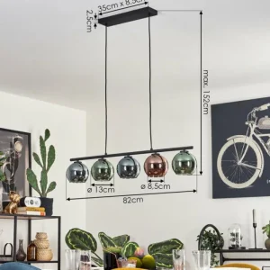 hofstein Suspension Belp Noir, 5 lumières* Lampes En Verre