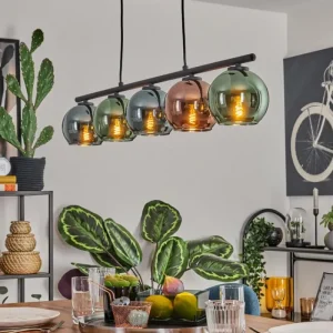 hofstein Suspension Belp Noir, 5 lumières* Lampes En Verre