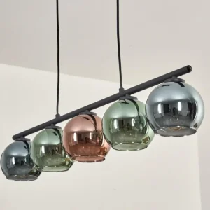 hofstein Suspension Belp Noir, 5 lumières* Lampes En Verre