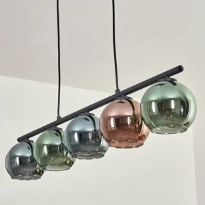 hofstein Suspension Belp Noir, 5 lumières* Lampes En Verre