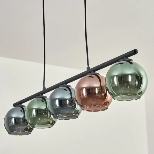hofstein Suspension Belp Noir, 5 lumières* Lampes En Verre
