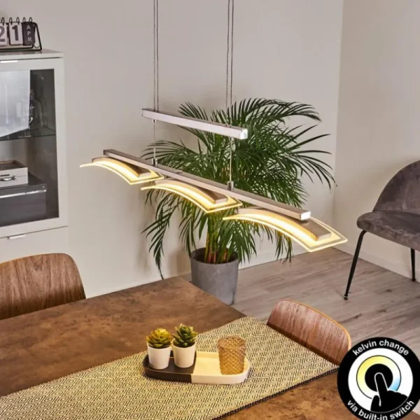 hofstein Suspension Bolonda LED Nickel mat, 3 lumières* Lampes En Verre