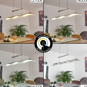 hofstein Suspension Bolonda LED Nickel mat, 3 lumières* Lampes En Verre