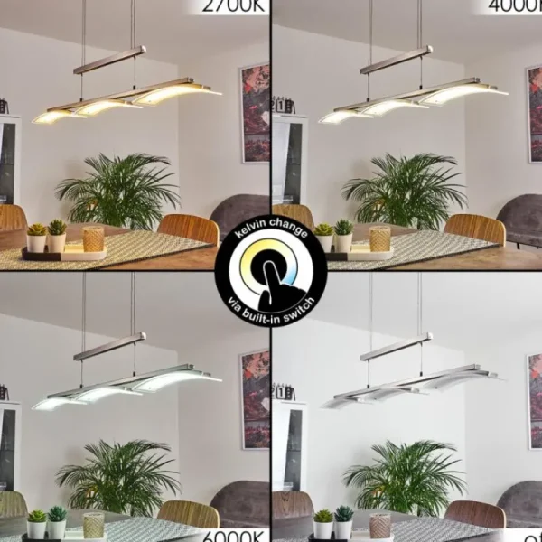 hofstein Suspension Bolonda LED Nickel mat, 3 lumières* Lampes En Verre