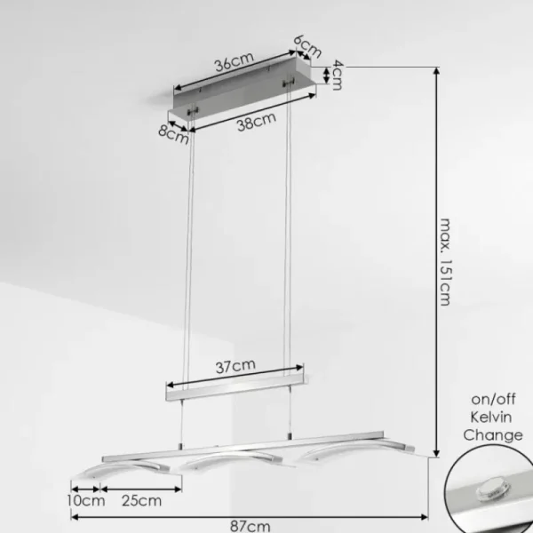 hofstein Suspension Bolonda LED Nickel mat, 3 lumières* Lampes En Verre