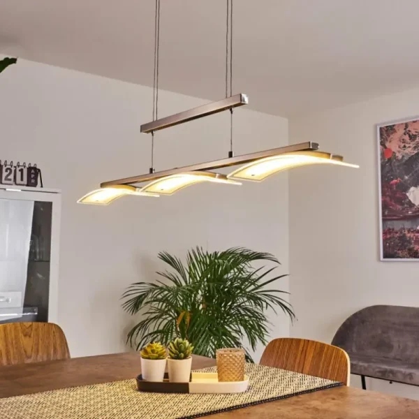 hofstein Suspension Bolonda LED Nickel mat, 3 lumières* Lampes En Verre