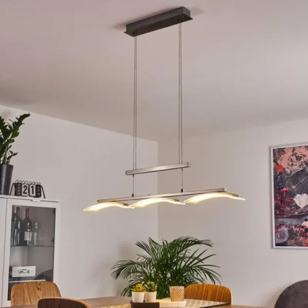 hofstein Suspension Bolonda LED Nickel mat, 3 lumières* Lampes En Verre