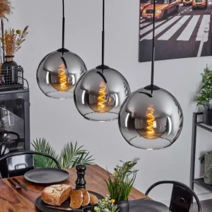 hofstein Suspension Boules 25 cm Koyoto Chrome, Clair, 3 lumières* Lampes En Verre