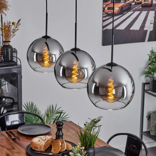 hofstein Suspension Boules 25 cm Koyoto Chrome, Clair, 3 lumières* Lampes En Verre