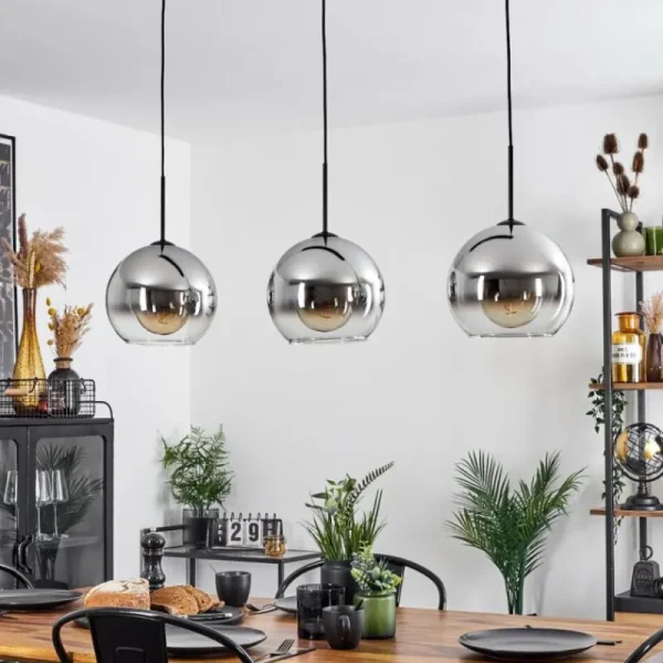 hofstein Suspension Boules 25 cm Koyoto Chrome, Clair, 3 lumières* Lampes En Verre