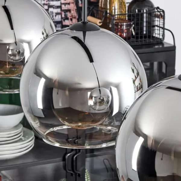 hofstein Suspension Boules 25 cm Koyoto Chrome, Clair, 3 lumières* Lampes En Verre