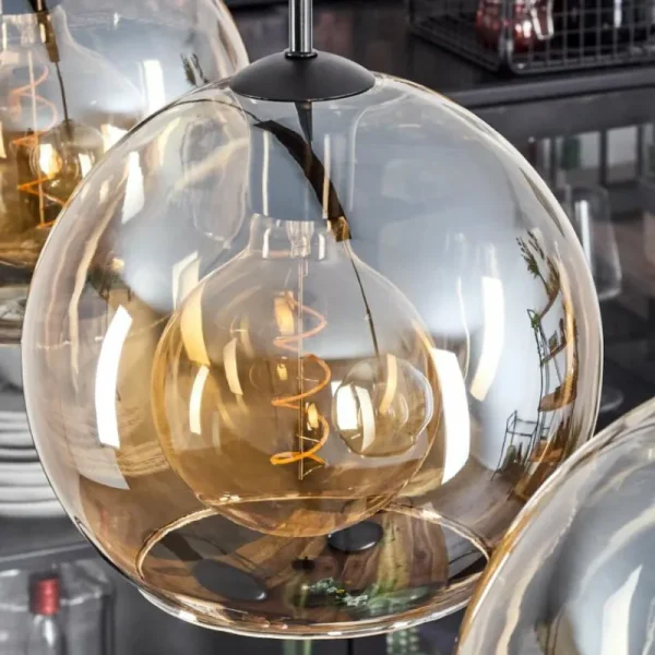 hofstein Suspension Boules 25 cm Koyoto Ambre, 3 lumières* Lampes En Verre