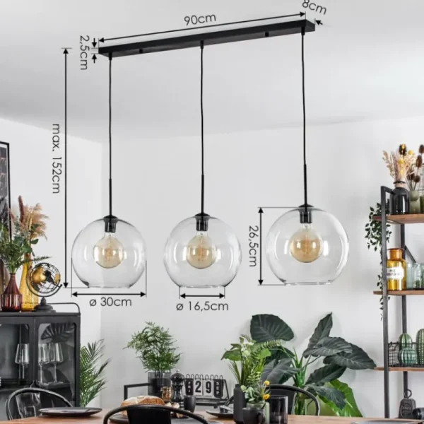 hofstein Suspension Boules 30 cm Koyoto Clair, 3 lumières* Lampes En Verre