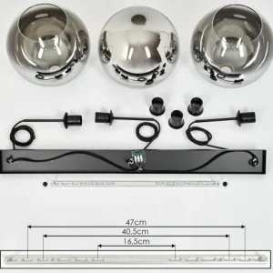 hofstein Suspension Boules 25 cm Koyoto Chrome, Clair, 3 lumières* Lampes En Verre