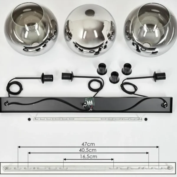 hofstein Suspension Boules 25 cm Koyoto Chrome, Clair, 3 lumières* Lampes En Verre