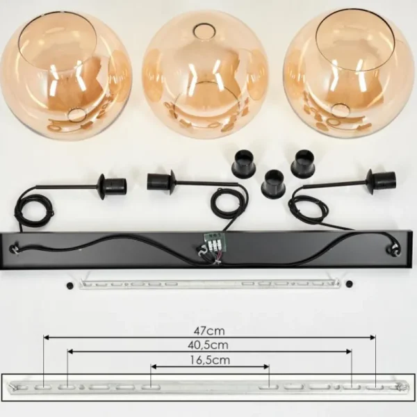 hofstein Suspension Boules 25 cm Koyoto Ambre, 3 lumières* Lampes En Verre