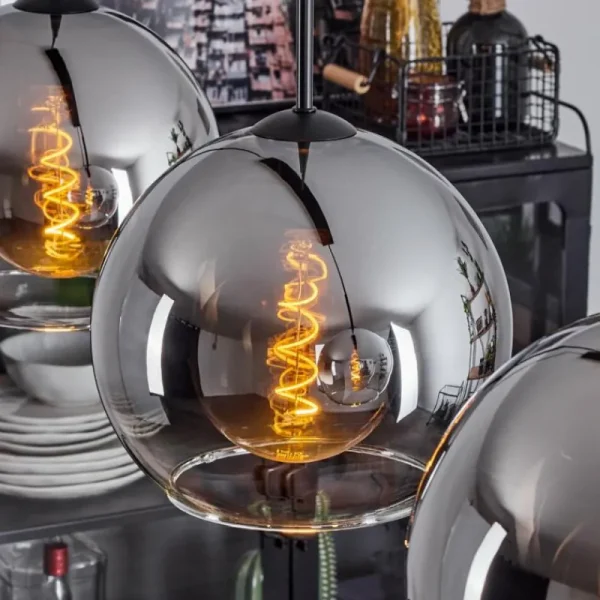 hofstein Suspension Boules 25 cm Koyoto Chrome, Clair, 3 lumières* Lampes En Verre