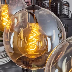 hofstein Suspension Boules 25 cm Koyoto Ambre, 3 lumières* Lampes En Verre