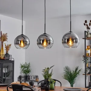hofstein Suspension Boules 25 cm Koyoto Chrome, Clair, 3 lumières* Lampes En Verre