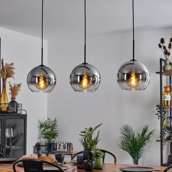 hofstein Suspension Boules 25 cm Koyoto Chrome, Clair, 3 lumières* Lampes En Verre