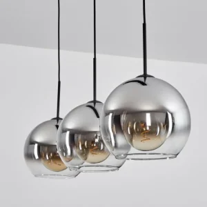 hofstein Suspension Boules 25 cm Koyoto Chrome, Clair, 3 lumières* Lampes En Verre