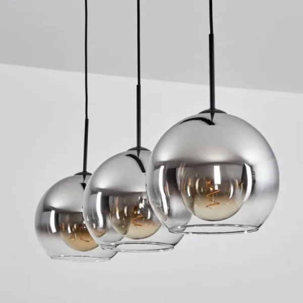 hofstein Suspension Boules 25 cm Koyoto Chrome, Clair, 3 lumières* Lampes En Verre