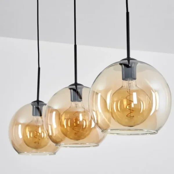 hofstein Suspension Boules 25 cm Koyoto Ambre, 3 lumières* Lampes En Verre