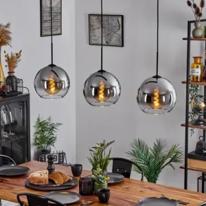 hofstein Suspension Boules 25 cm Koyoto Chrome, Clair, 3 lumières* Lampes En Verre