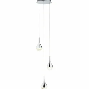 Luminaires Brilliant Suspension Brilliant FRIZZANTE LED Chrome, 3 lumières* Lampes En Verre