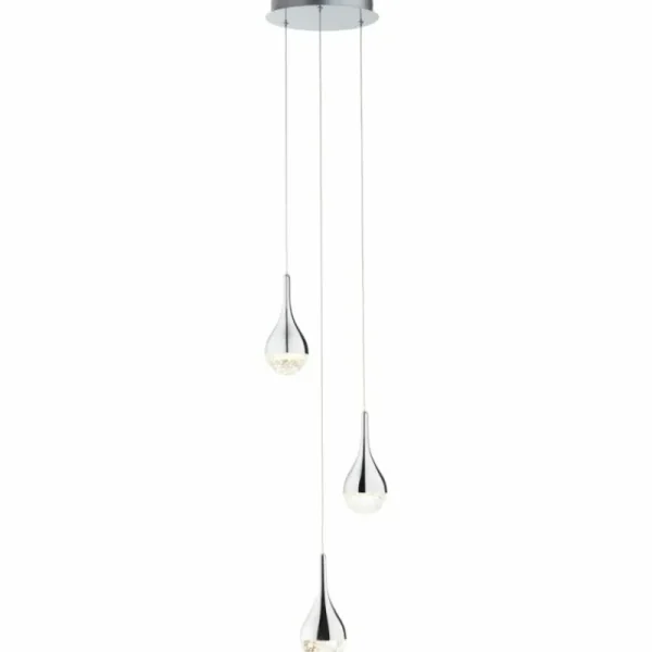 Luminaires Brilliant Suspension Brilliant FRIZZANTE LED Chrome, 3 lumières* Lampes En Verre